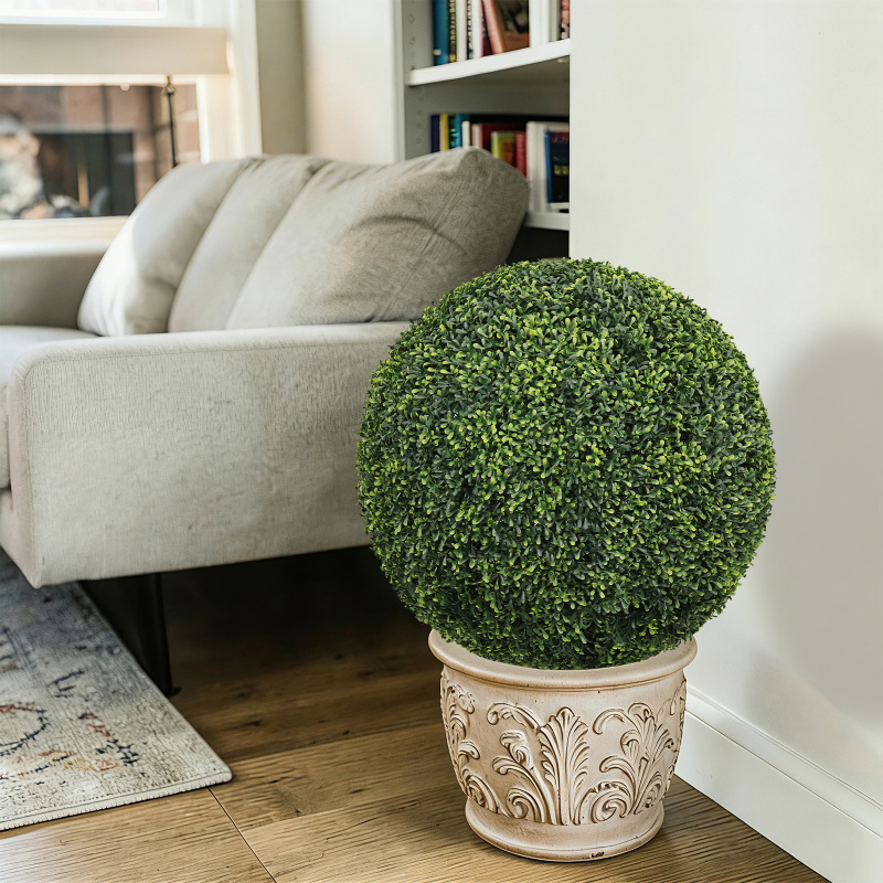 22.4IN Topiary Balls Artificial Outdoor Faux Boxwood Plants Large Green Decorative Spheres for Garden Front Porch Patio Planter Decoration, 2pcs/ (Option: green)