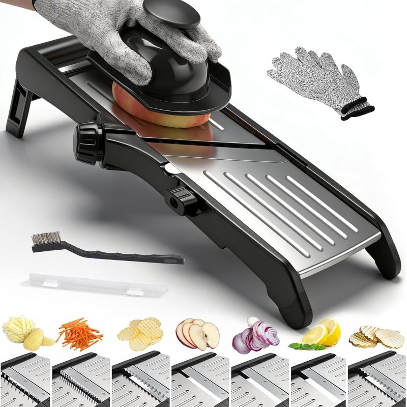 7 In 1 Adjustable Mandoline Slicer For Kitchen, Multi Function Vegetable Cutter For Slicing, Chopping, Julienne & Food Preparation (Option: MULTI)