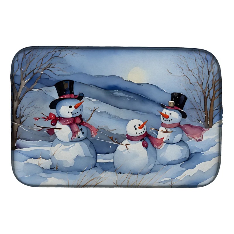 Christmas Snowmen Dish Drying Mat Absorbent Dish Drying Mat Pad for Kitchen Counter Dish Drainer Mat for Countertop, 14 x 21", Multicolor (Option: Default)