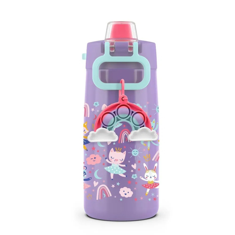 12oz Stainless Steel Water Bottle With Drinking Spout For Kids, Toddlers, Girls - Purple Portable Drinkware (Option: Purple)