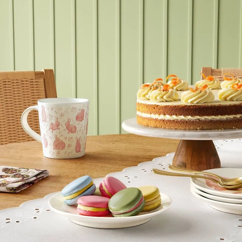 13.53 Fl Oz Stoneware Easter Aralia Mug Hand Painted Pink (Option: pink)