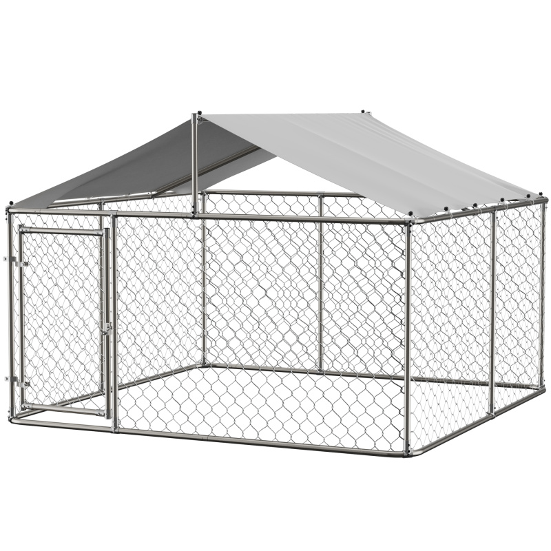 Outdoor Dog Kennel Large Heavy Duty Shade Dog Pen Playpen Pet Dog Run Enclosure (Option: Gray)