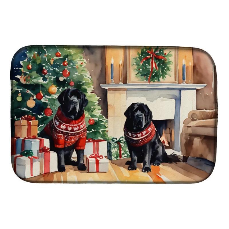 Tibetan Mastiff Cozy Christmas Dish Drying Mat Absorbent Dish Drying Mat Pad for Kitchen Counter Dish Drainer Mat for Countertop, 14 x 21", Multi (Option: Default)