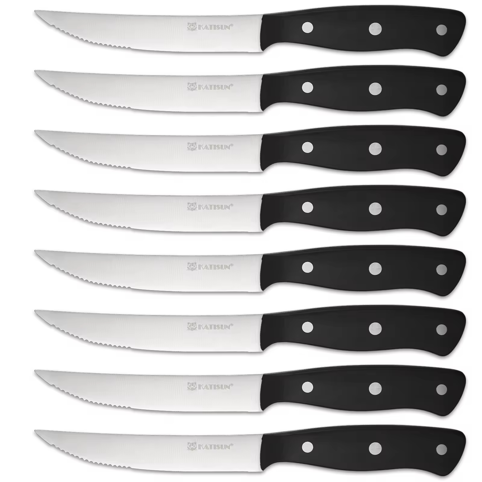 8-Piece 4.5-Inch Steak Knife Set, Carbon Steel Double Bevel, With Eco-Friendly POM Handles And Gift Box (Option: Primary color)