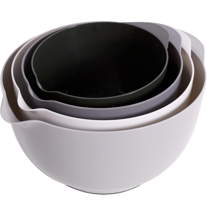 4 Pack Classic Mixing Bowl Set, BPA Free Plastic Kitchen Bowls For Baking, Cooking, Mixing, Food Preparation & Everyday Use (Option: MULTI)