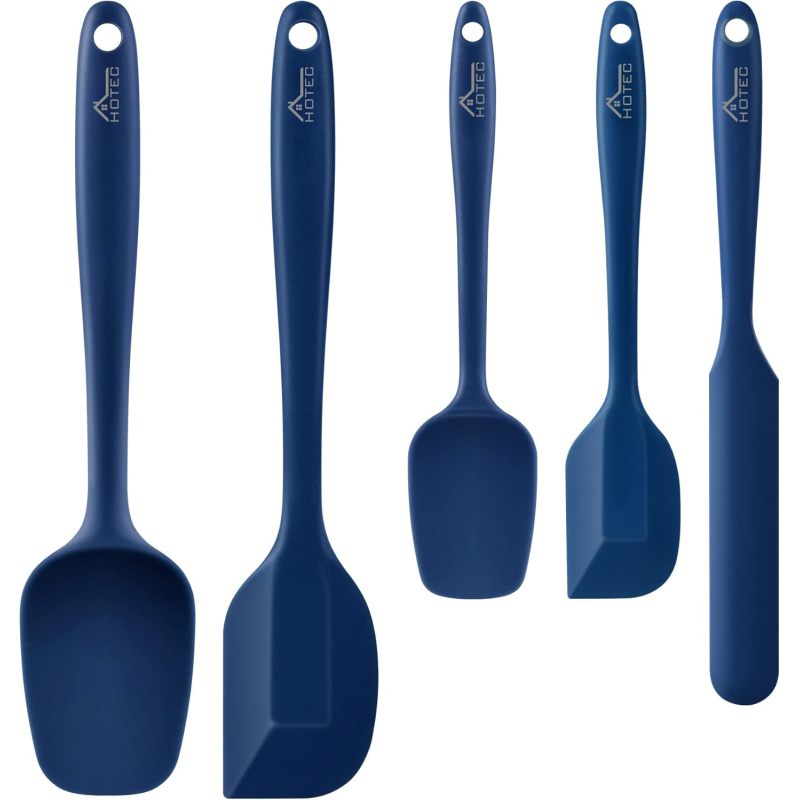 Heat Resistant BPA-Free Silicone Spatula Set, Set Of 5 Kitchen Cooking Utensils For Baking, Mixing & Non Stick Cookware, Dishwasher Safe (Option: Classic Blue)