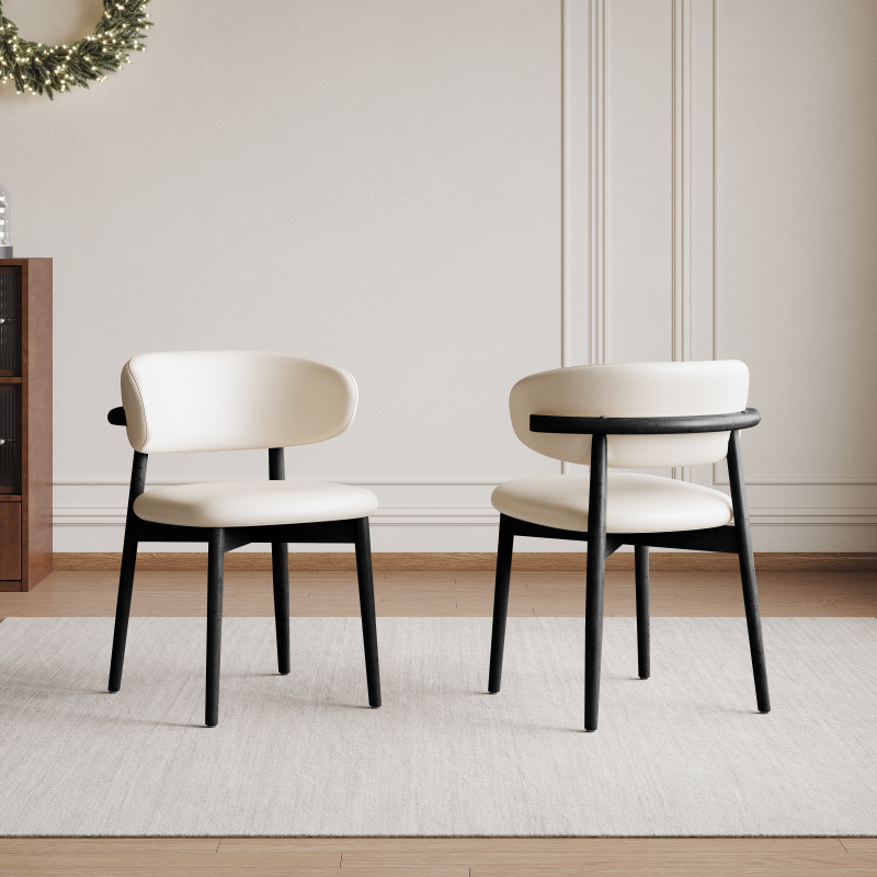 Mid-Century Modern wood feet Dining Chair (Set of 2) – Stylish Wooden Chairs for Dining Room, Kitchen, or Living Room, Comfortable & Durable, Eas (Option: Black)