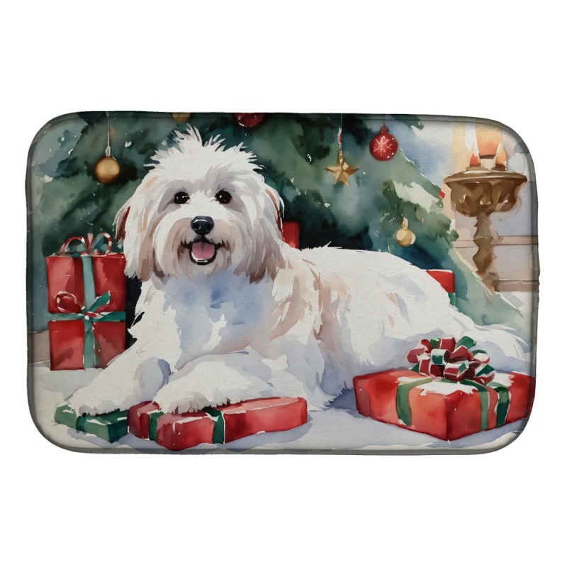 Coton De Tulear Cozy Christmas Dish Drying Mat Absorbent Dish Drying Mat Pad for Kitchen Counter Dish Drainer Mat for Countertop, 14 x 21", Multi (Option: Default)