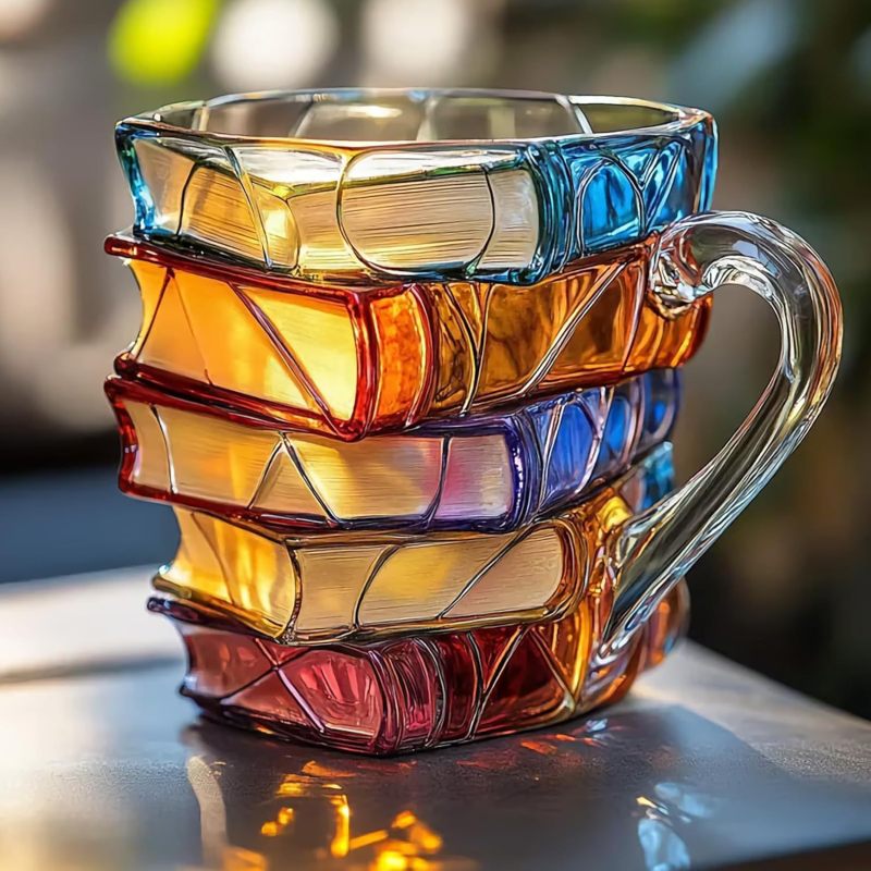 Painted Book Coffee Cup Unique Book Stacking Coffee Cup (Option: Type 2-1PCS)