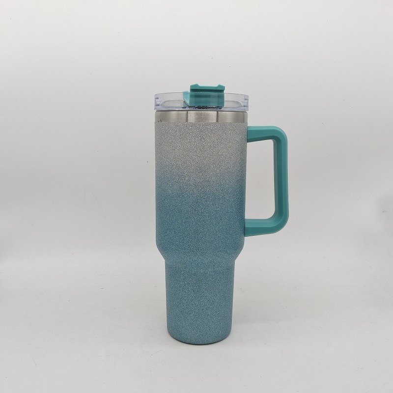 Large Capacity Double-layer Stainless Steel Vacuum Insulation Cup (Color: Gradient Green)