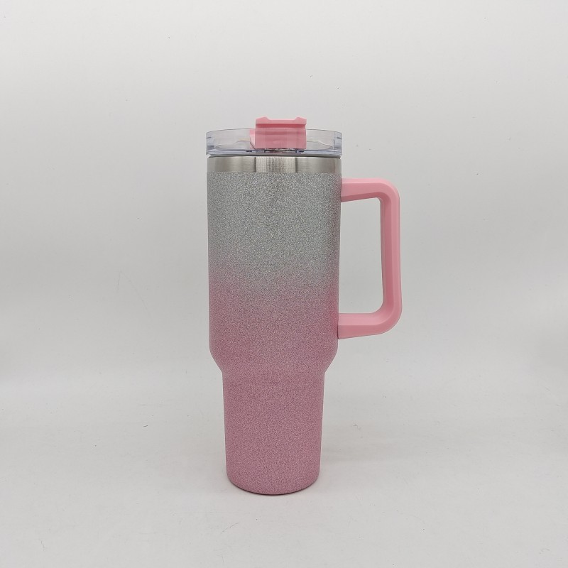 Large Capacity Double-layer Stainless Steel Vacuum Insulation Cup (Color: Gradient Pink)