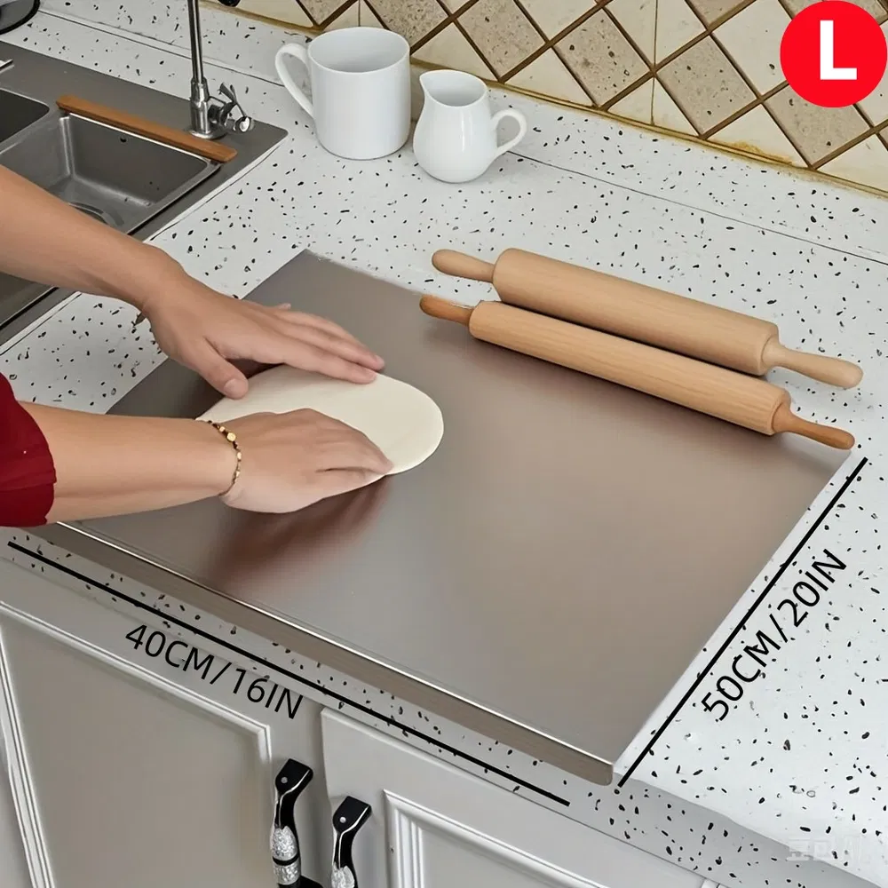 Stainless Steel Cutting Board With Lip For Kitchen Chopping Boards For Countertop Large Metal Cutting Board Over Sink Suitable For Meat Fruits Ve (Option: 40CM50CM)