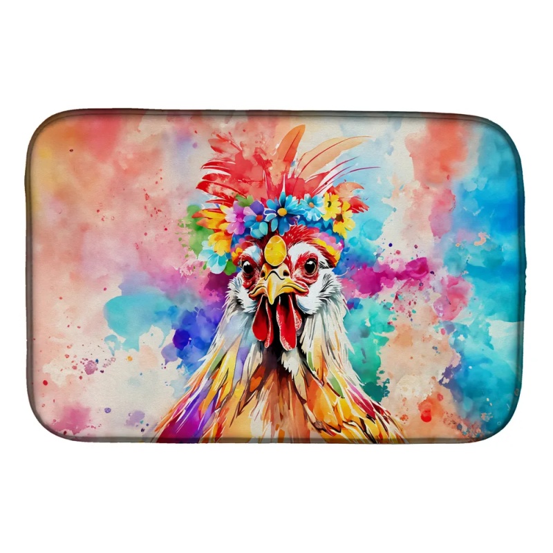 Hippie Animal Polish Poland Rooster Dish Drying Mat Absorbent Dish Drying Mat Pad for Kitchen Counter Dish Drainer Mat for Countertop, 14 x 21", (Option: Default)
