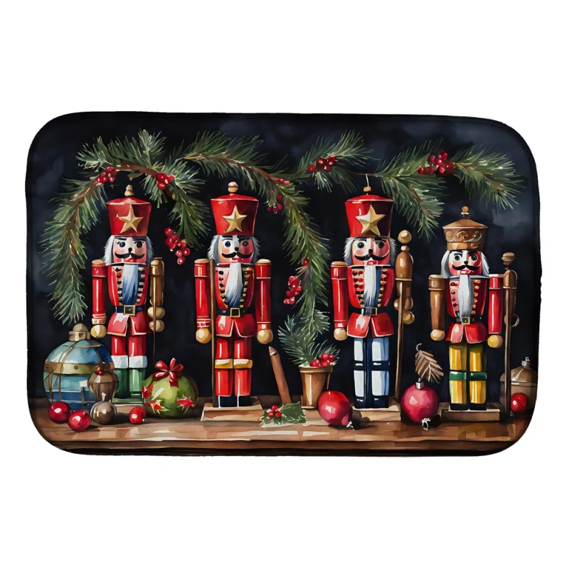Christmas Nutcrackers Dish Drying Mat Absorbent Dish Drying Mat Pad for Kitchen Counter Dish Drainer Mat for Countertop, 14 x 21", Multicolor (Option: Default)
