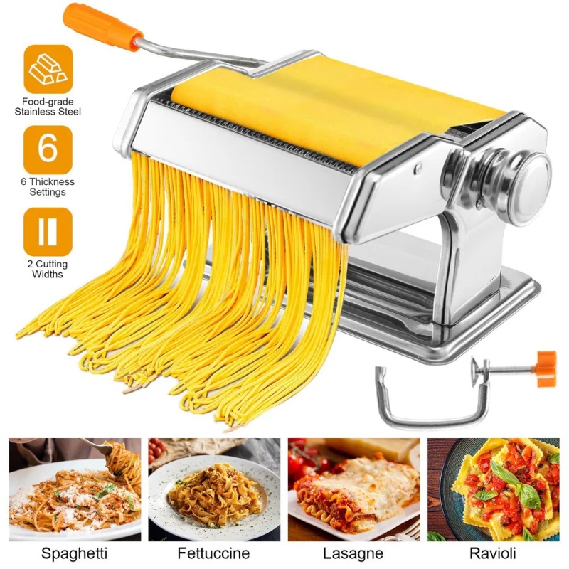Pasta Maker Roller Machine Fettuccine Noodle Maker (Option: Silver)