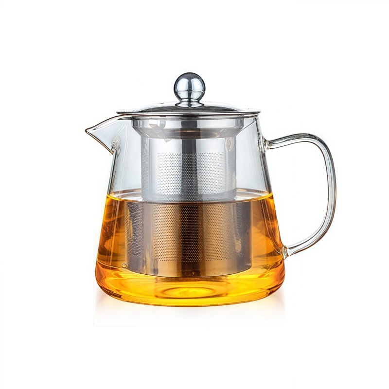 550 ML High Borosilicate Heat-resistant Glass Tea Pot Transparent Gongfu Tea Set Stainless Steel Filter Flower Tea Pot (Option: 550 ml)