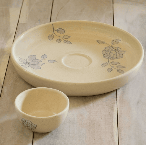 Handcrafted Ceramic Chip And Dip Bowl (Option: 1pc)