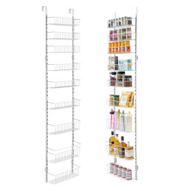 VEVOR Over the Door Pantry Organizer, 9-Tier Pantry Organization and Storage, Heavy-Duty Steel Hanging Spice Rack, Adjustable Wall Seasoning Shelves (Number of Layers: 9, Color: White)