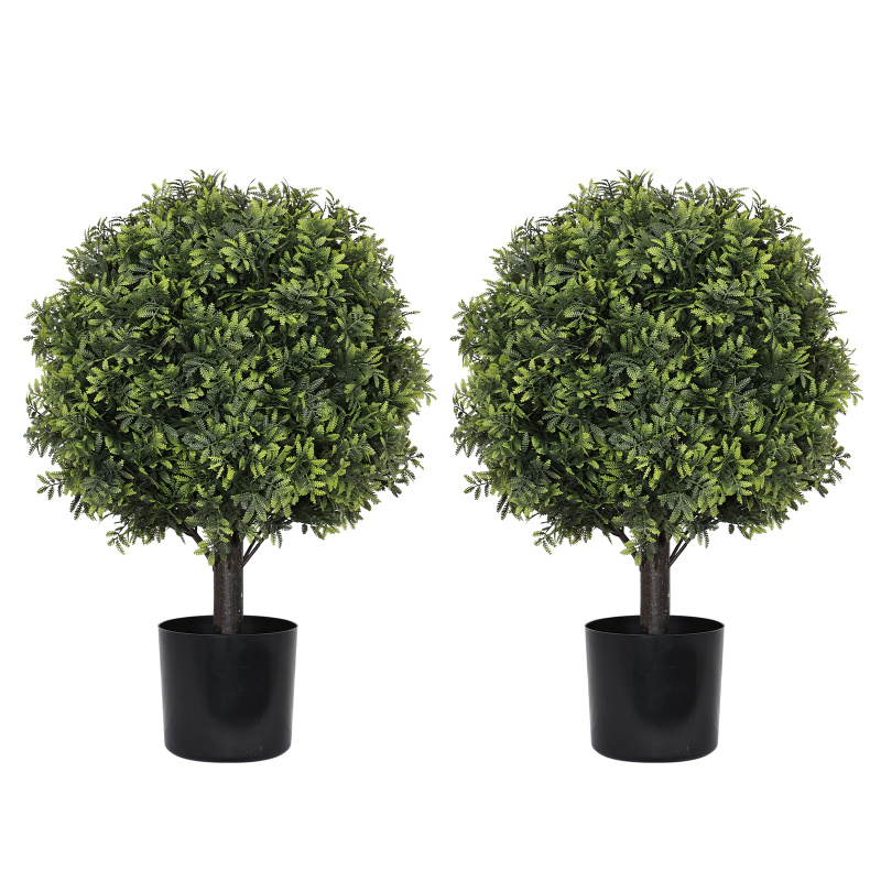 22in Artificial Topiary Boxwood Ball Trees – Faux Evergreen Potted Shrubs for Porch, Patio, Entryway, or Indoor Living Room Decor, 2pcs/set (Option: green)