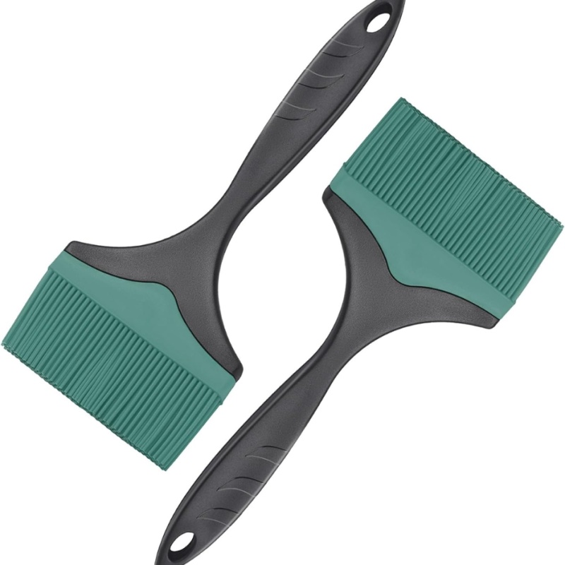2-Pack Extra-Wide Silicone Grill Basting Brushes Green 3.95 Heat-Resistant Oil & BBQ Sauce Spreader (Option: green)