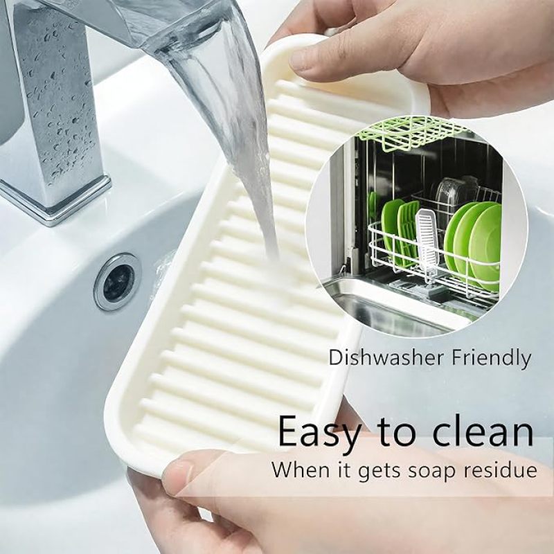 2 Pack White Silicone Sponge Holder Tray For Kitchen Sink, Soap And Cleaning Accessories Organizer (Option: White)