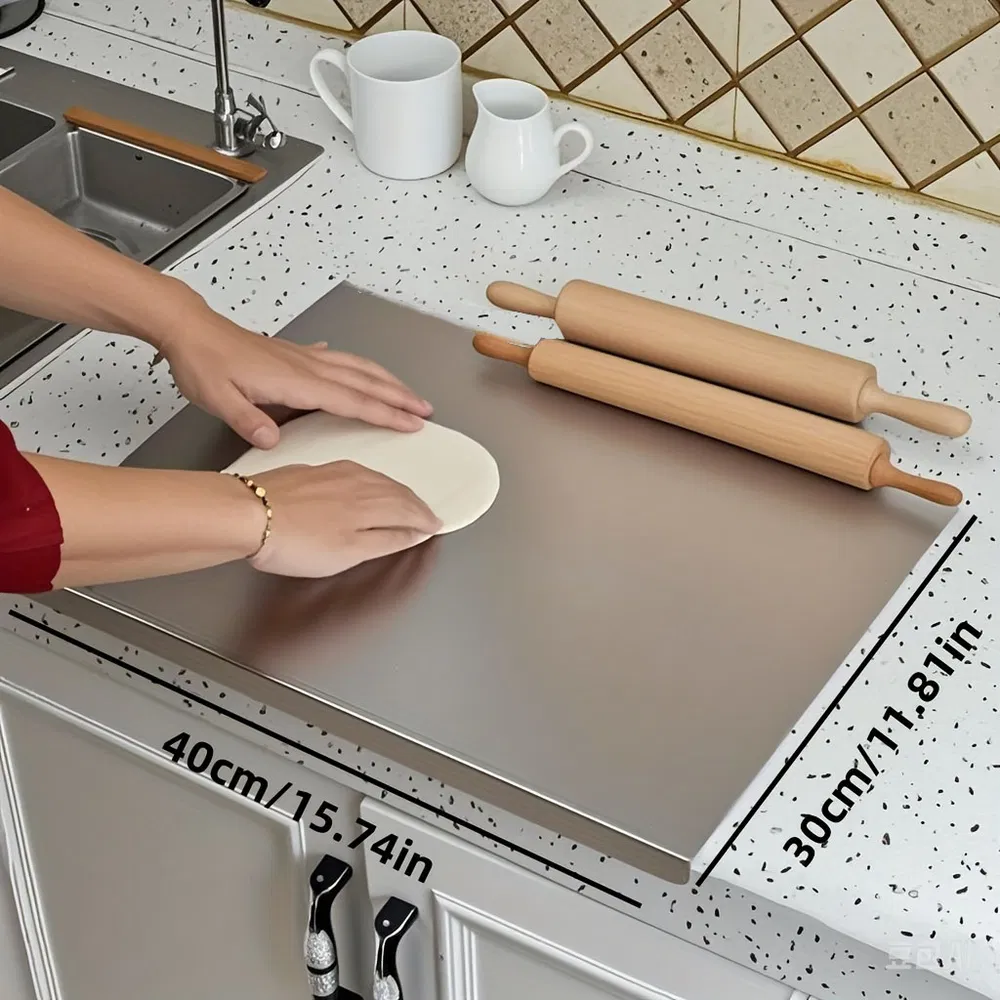Stainless Steel Cutting Board With Lip For Kitchen Chopping Boards For Countertop Large Metal Cutting Board Over Sink Suitable For Meat Fruits Ve (Option: 30CM40CM)