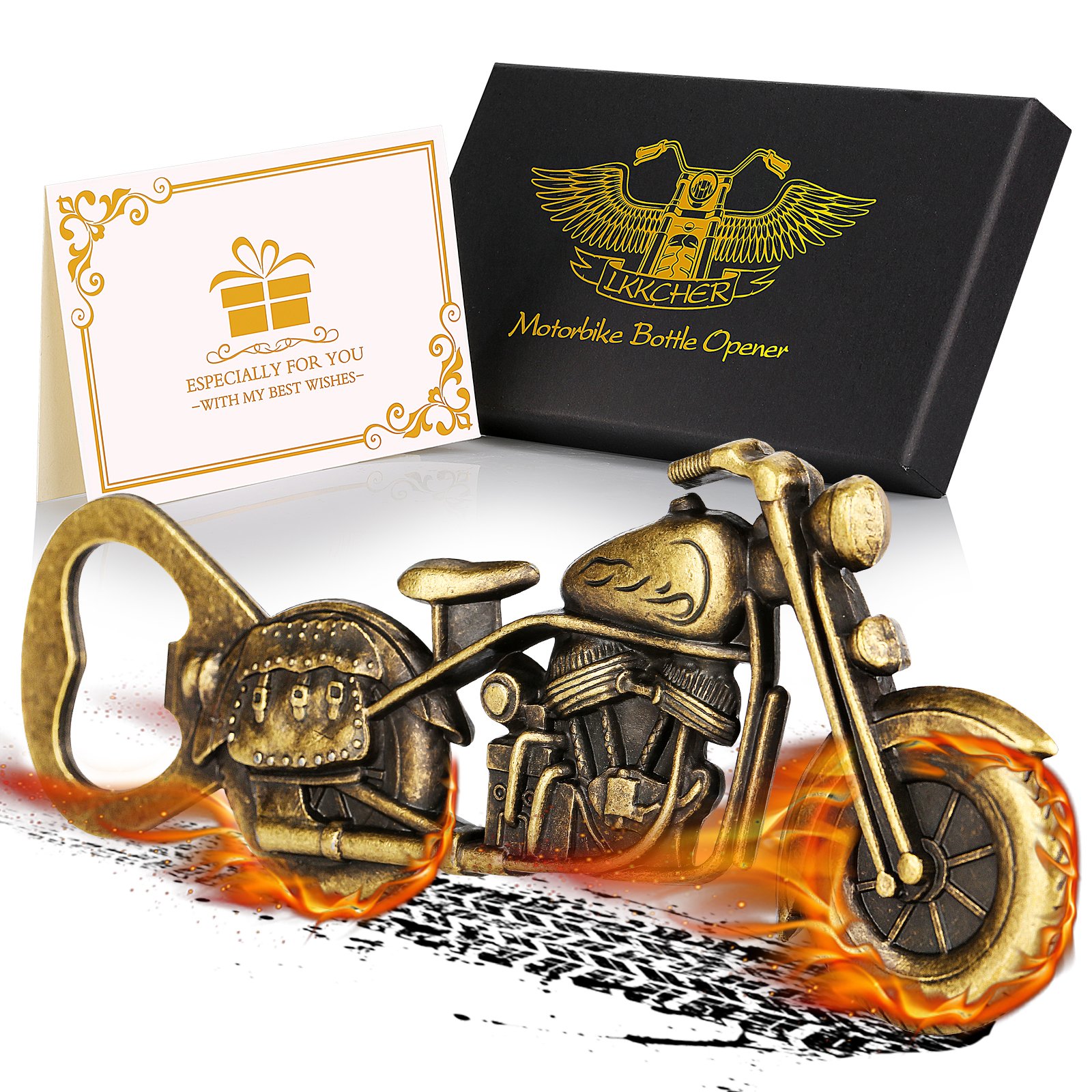 Old Style Motorcycle Beer Bottle Opener Black Gift Box With Greeting Card, Exclusive Gift For Motorcycle Enthusiasts, Bar Tool For Beer Enthusias (Option: Bronze)