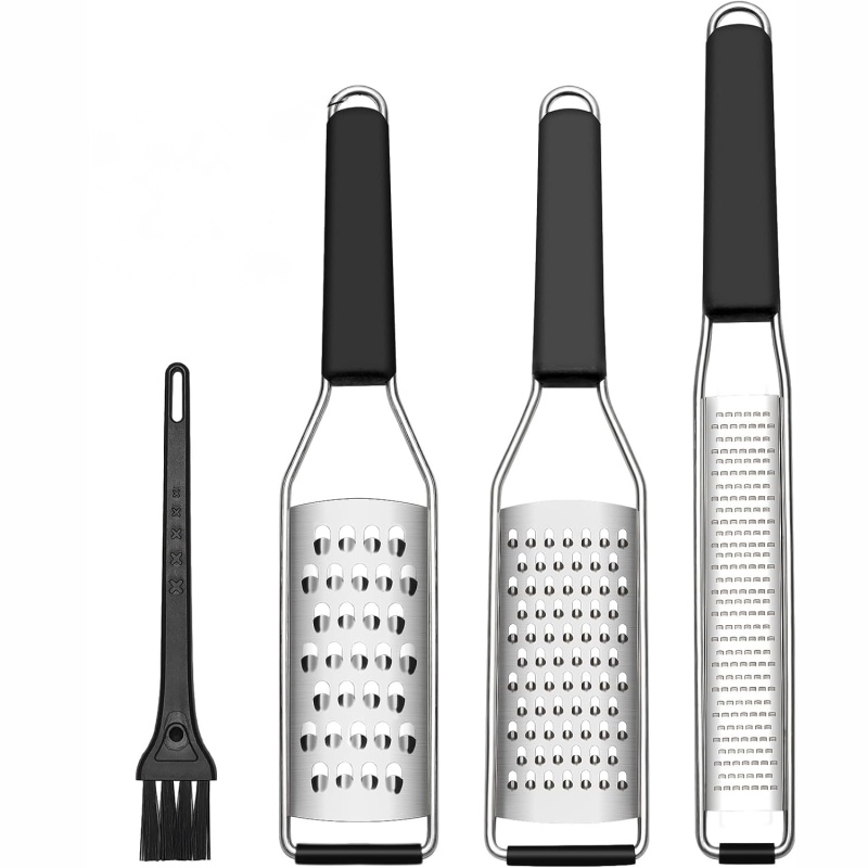 3 Pack Lemon Zester Grater Set, Heavy Duty Stainless Steel Kitchen Tool For Parmesan, Ginger, Garlic, Nutmeg, Chocolate & Vegetables (Option: MULTI)