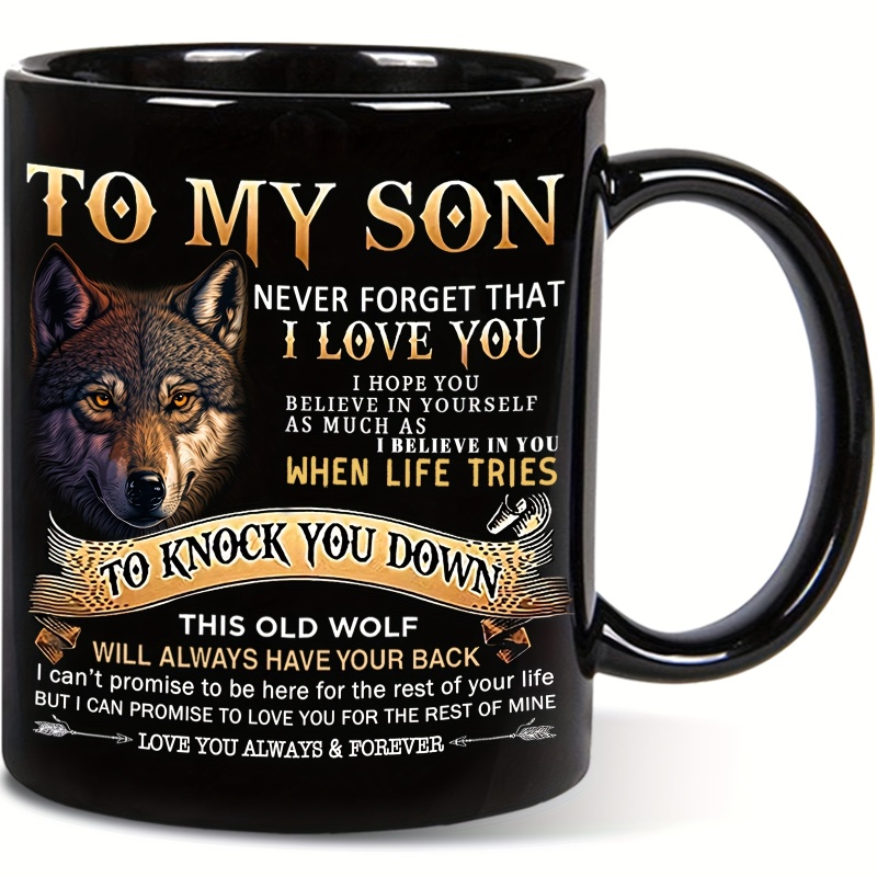 Ceramic Coffee Cup (Option: Black Wolf Inspiration)