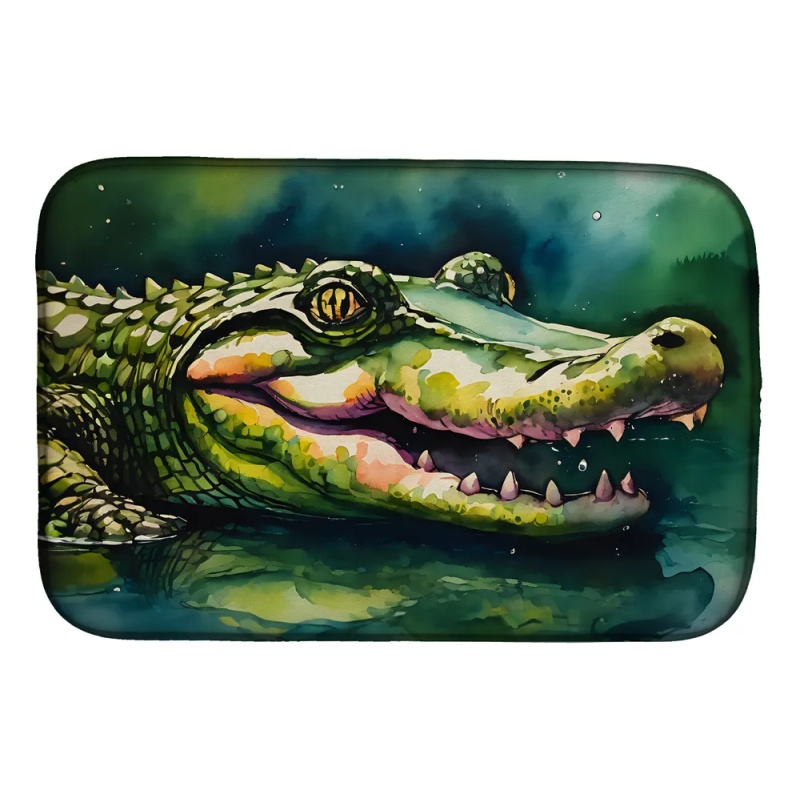 Alligator Dish Drying Mat Absorbent Dish Drying Mat Pad for Kitchen Counter Dish Drainer Mat for Countertop, 14 x 21", Multicolor (Option: Default)